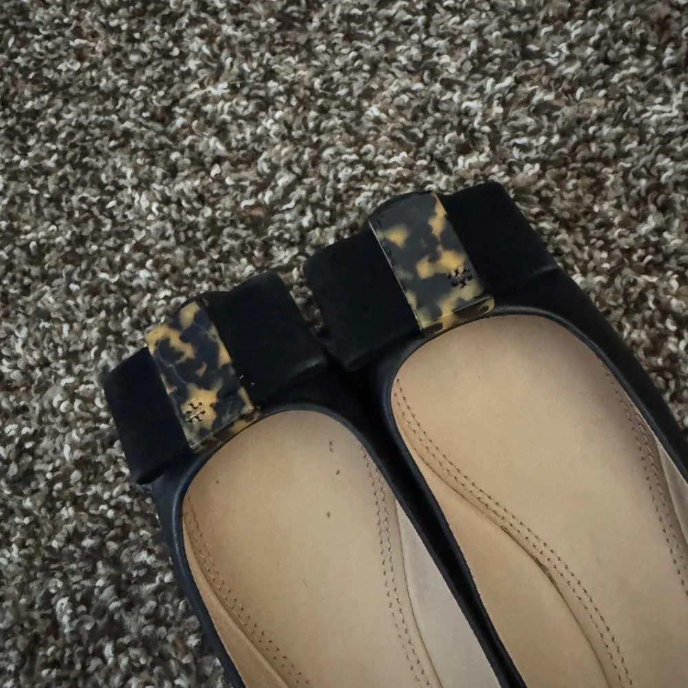 Tory Burch Chase Tortoise shell‎ bow Ballerina flats size 7.5 soft leather